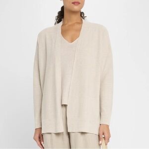 EILEEN FISHER Open Organic Linen Cotton Blend Cardigan Knit Sweater Size S Work